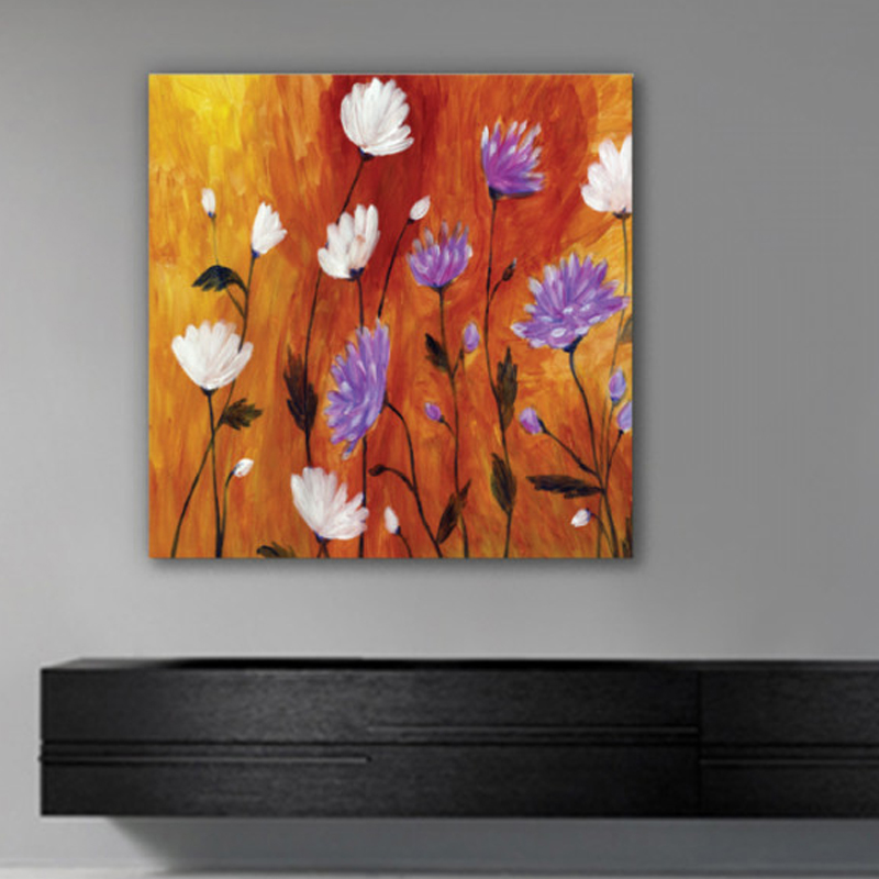 Πίνακας σε καμβά με Ζωγραφική μωβ λουλούδια